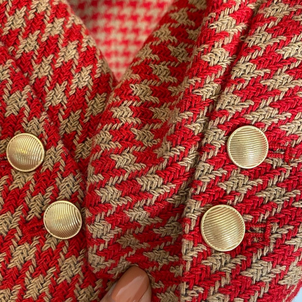 L' AGENCE Chamberlain Houndstooth Blazer in Red Camel SOLD - Picture 10 of 10